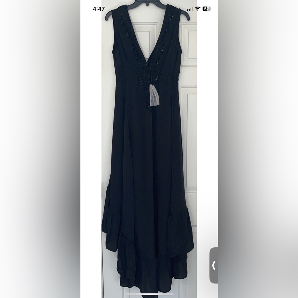 NWT SHAHIDA PARIDES High-Low beaded Maxi Dress. 100% viscose silk - Picture 6 of 7